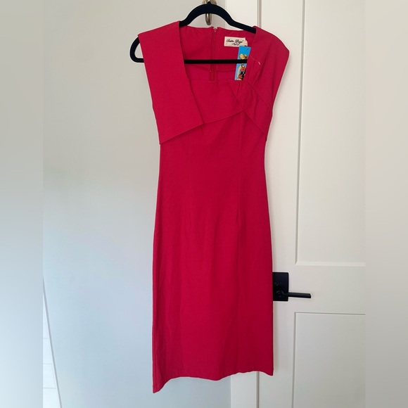 Bettie Page Retro Pinup Girl 1950’s Red Wiggle Dress Vintage Inspired - Picture 11 of 13